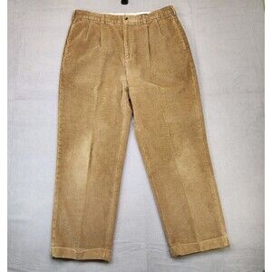 Brook Brothers Elliot Corduroy Pants Men's 36x30 Brown Pleated Cuffed Trousers